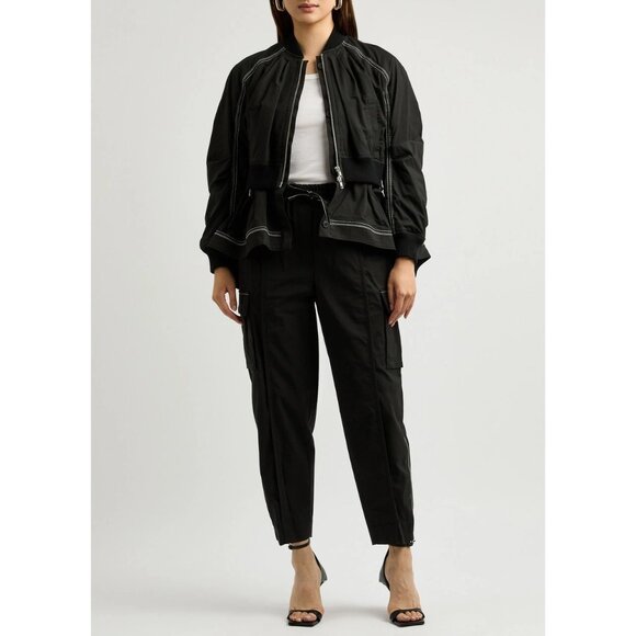3.1 Phillip Lim Black Cargo Pants S Elastic Waist Drawstring Balloon Tapered Fit - Picture 1 of 11